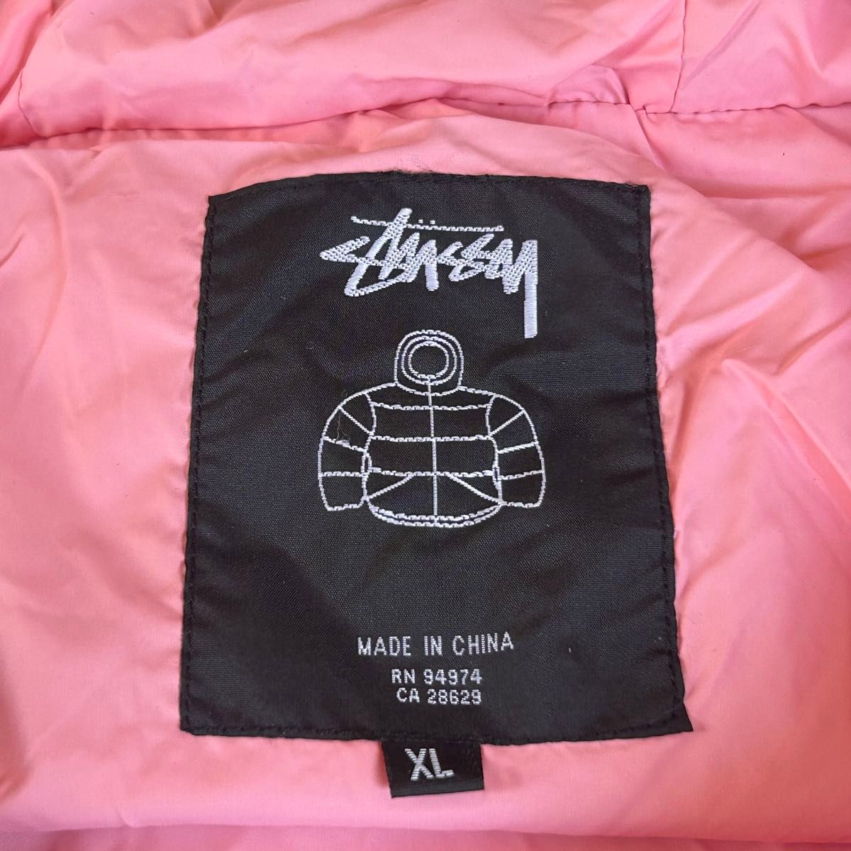 stussy ステューシー ダウンジャケット ブラック ピンク XLサイズ 試着