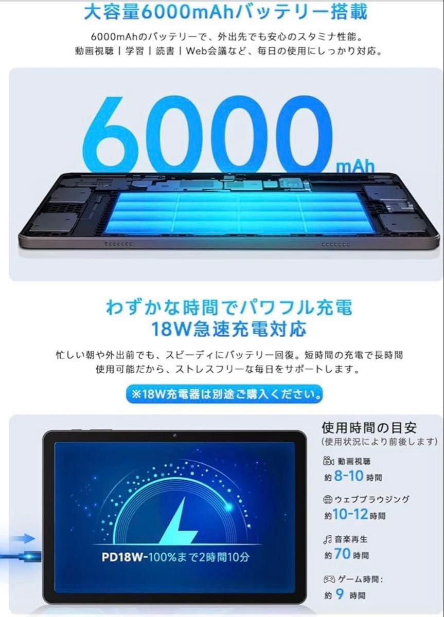 PHILIPS Android15 タブレット 10インチ wi-fiモデル 8コアCPU 12GB