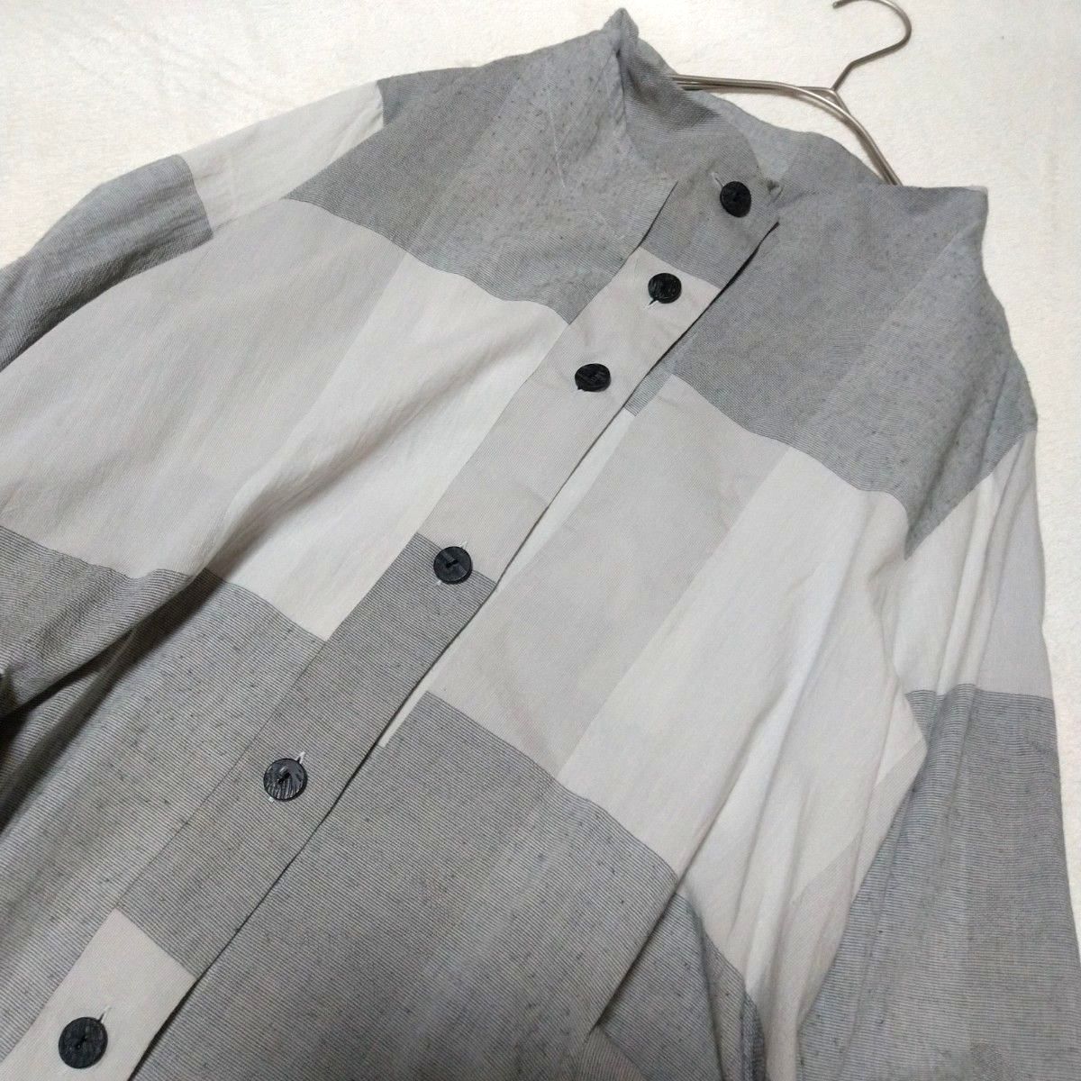 慈雨 長袖グレー系チュニック シャツ L センソユニコ ロングワンピース