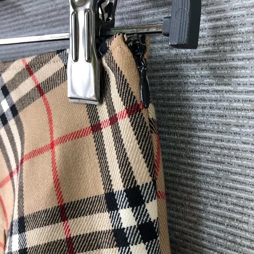 BURBERRY ノバチェック ウール プリーツ ミニスカート 36 ベージュ