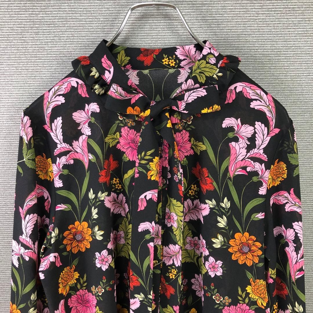未使用品 ルルウィルビー 25AW シンメトリーフラワーリボンブラウス