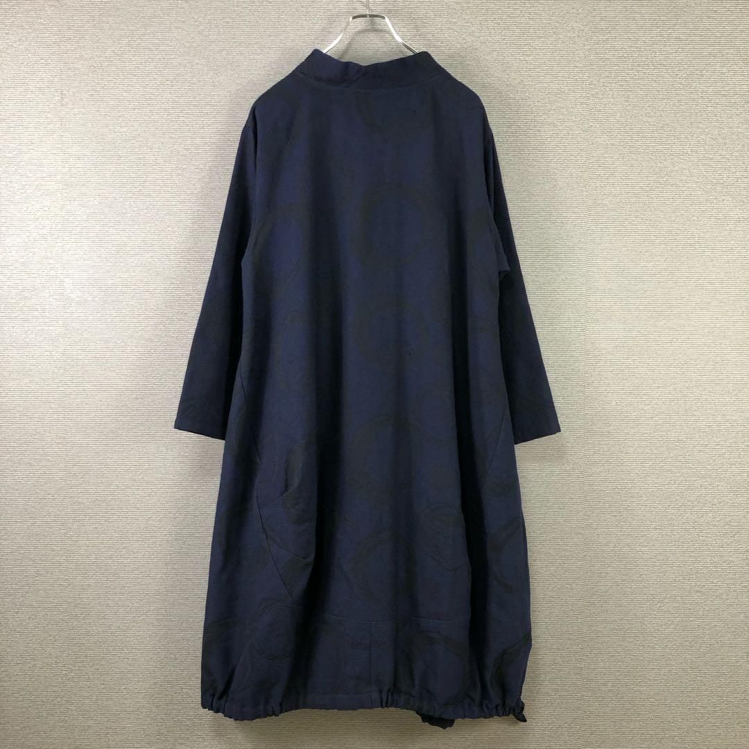 美品 】センソユニコ 慈雨 ロングワンピース サークル柄 ネイビー40