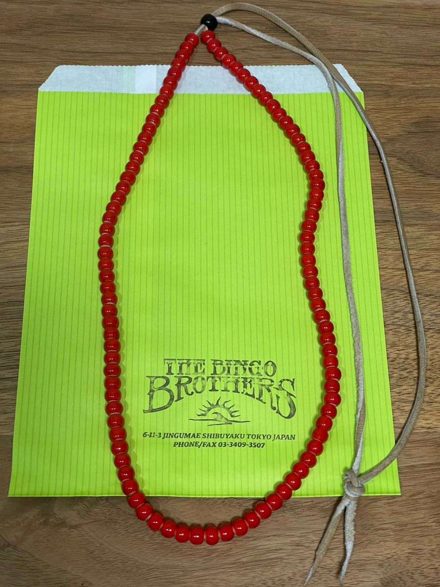 新品】THE BINGO BROTHERS 一連赤ビーズ ホワイトハーツ ネックレス