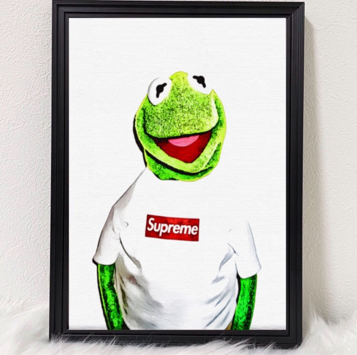 No98 (額縁付) supreme カーミット イラスト アートポスター