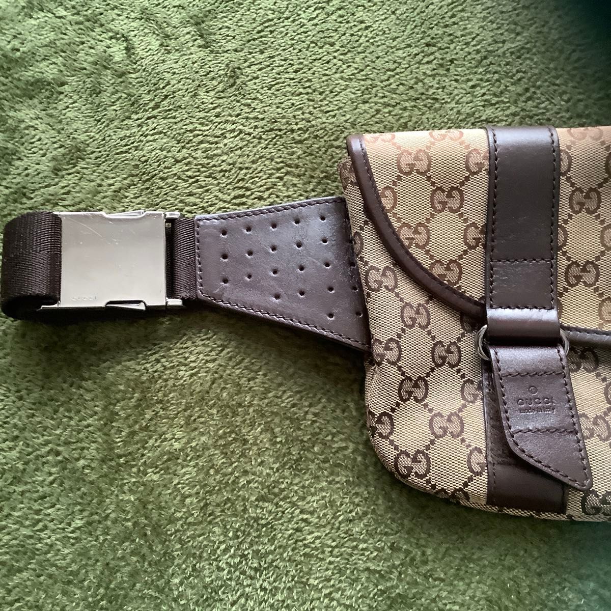 GUCCI グッチ GGキャンバス ウエストポーチ ボディバッグ ブラウン