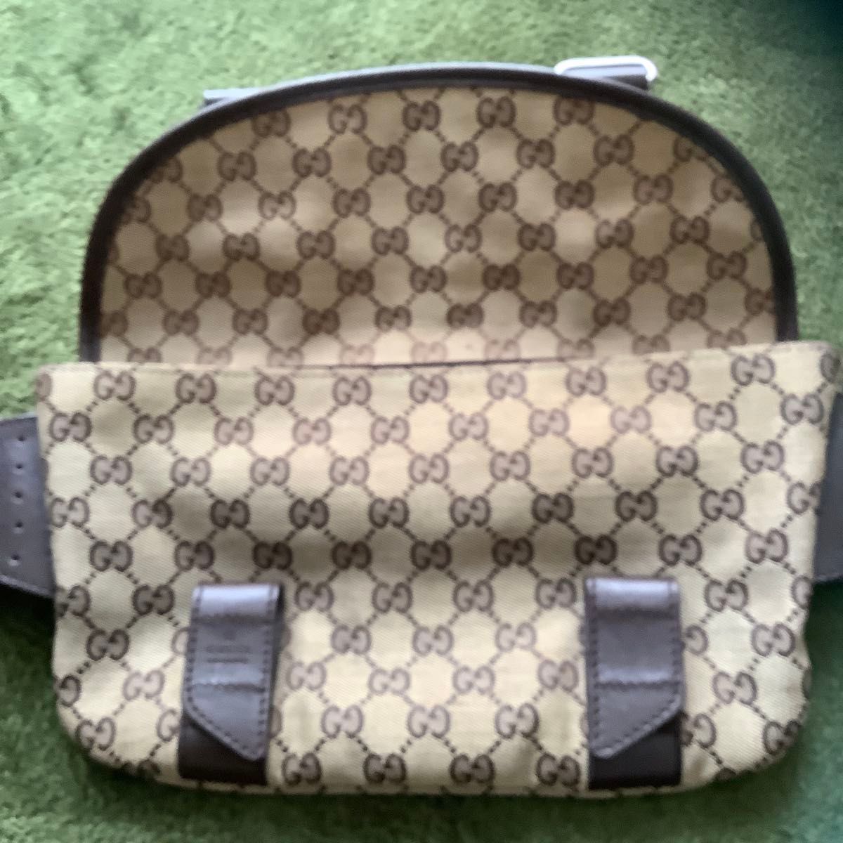 GUCCI グッチ GGキャンバス ウエストポーチ ボディバッグ ブラウン