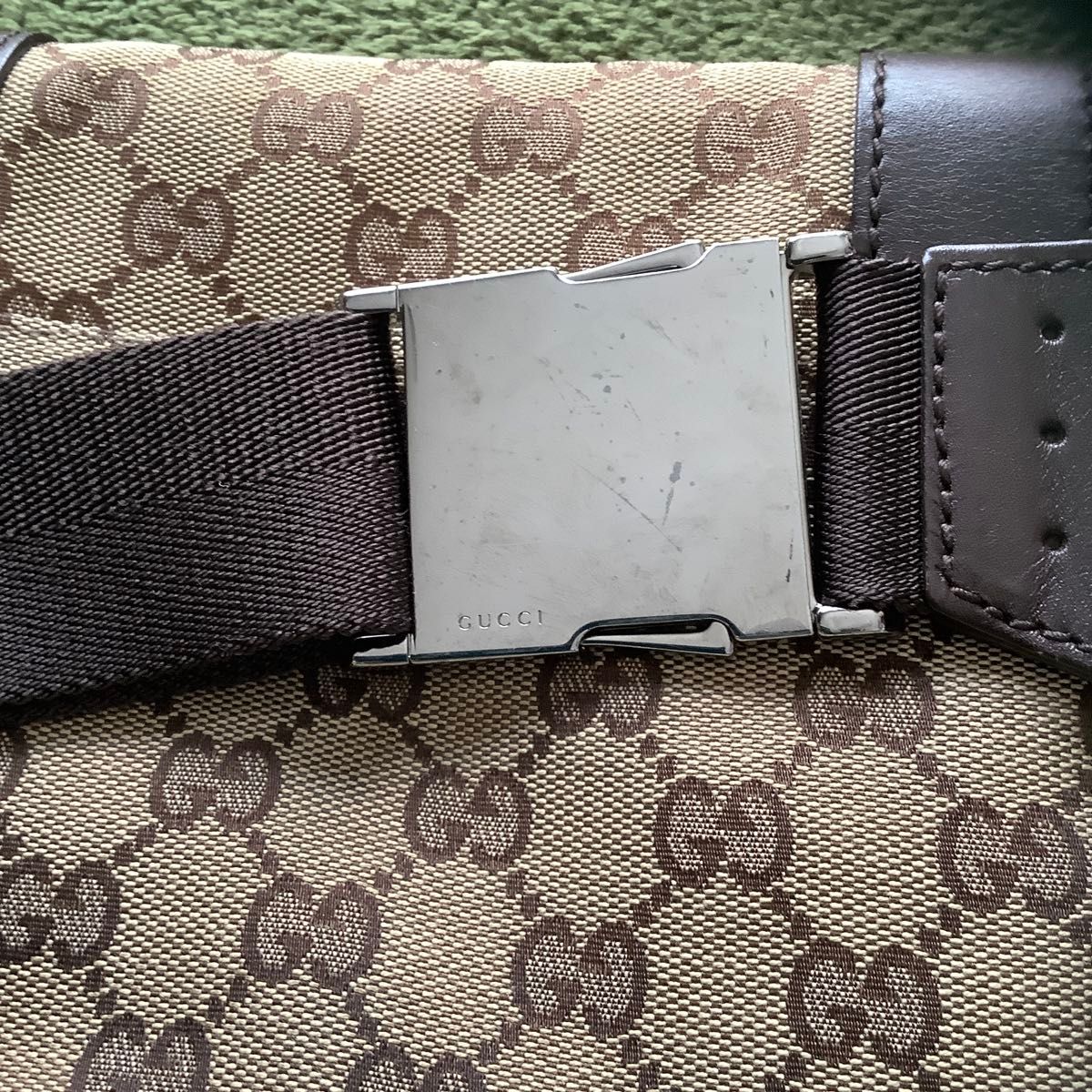 GUCCI グッチ GGキャンバス ウエストポーチ ボディバッグ ブラウン