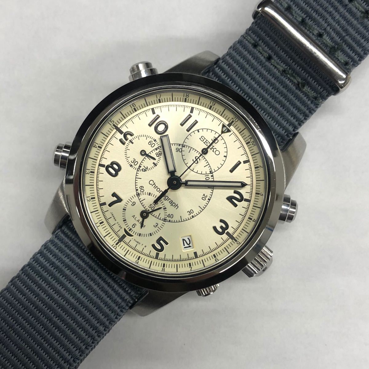 SEIKO セイコー SUS サス ミリタリー クロノグラフ 7T32-7E90 クォーツ
