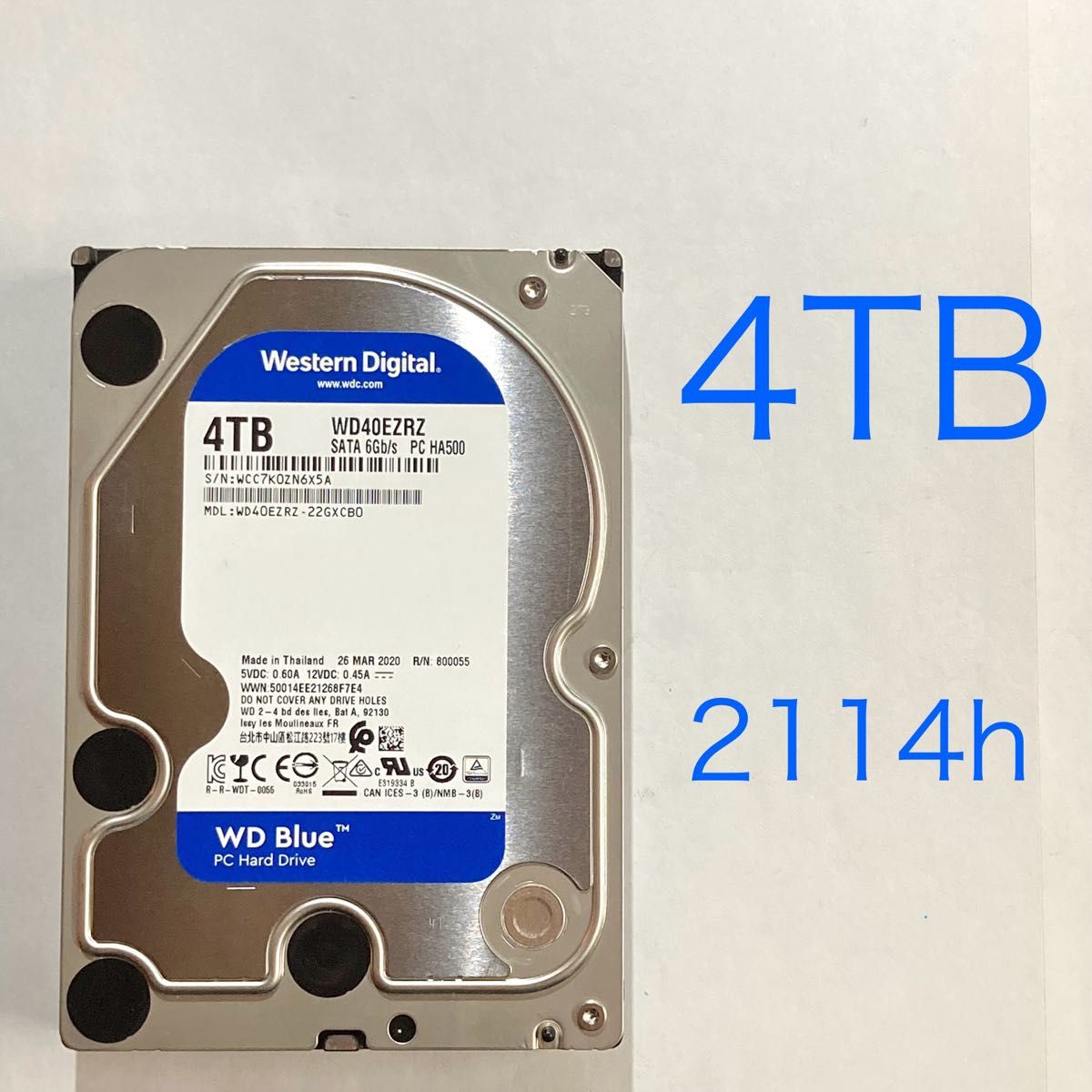 4TB WD BLUE 3 5インチHDD WD40EZRZ SATA 内蔵型HDD 内蔵型