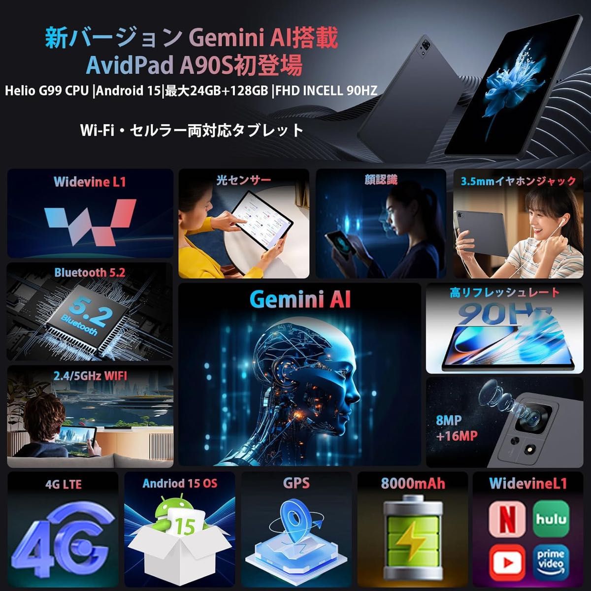 美品 《最新版11インチタブレット》AvidPad A90S-AI 専用ケース&保護