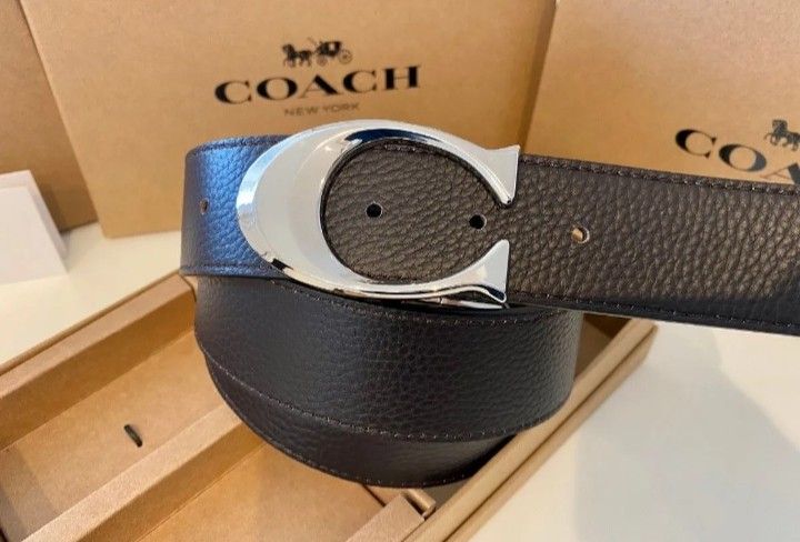 SALE コーチ 新品 リバーシブル シグネチャー バックル回転 シンプル