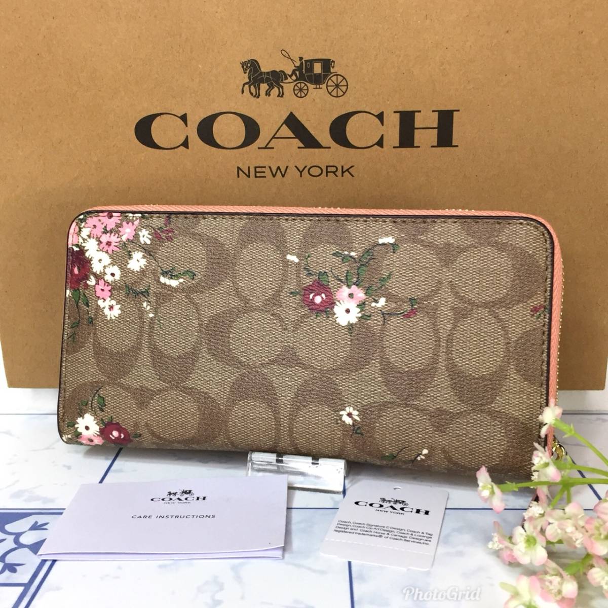 コーチ 長財布 桜柄 ピンク ブラウン 【新品】 ch1｜Yahoo!フリマ（旧