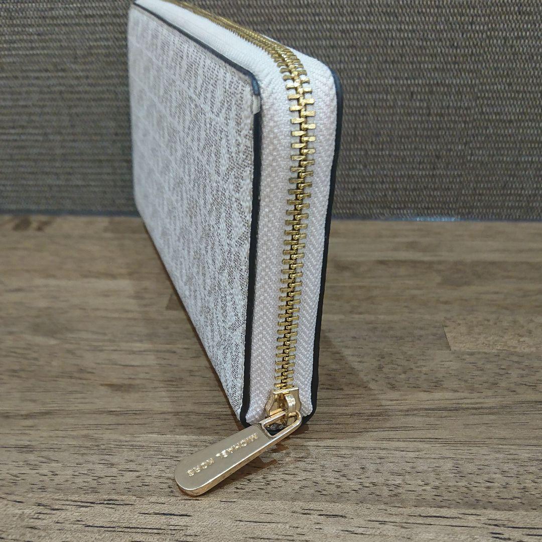 ほぼ新品 マイケルコース 長財布 白 ラウンドファスナー シグネチャー
