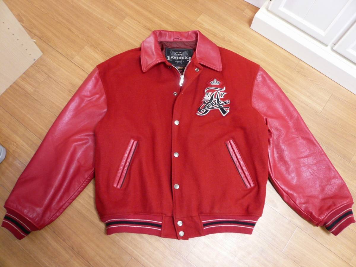 Yahoo!オークション - AVIREX USA VARSITY 革ジャン レッド サイズ XL