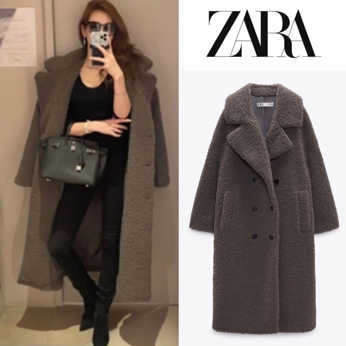 Yahoo!オークション - 今期完売 ZARA ダブルブレストフェイクボアコー