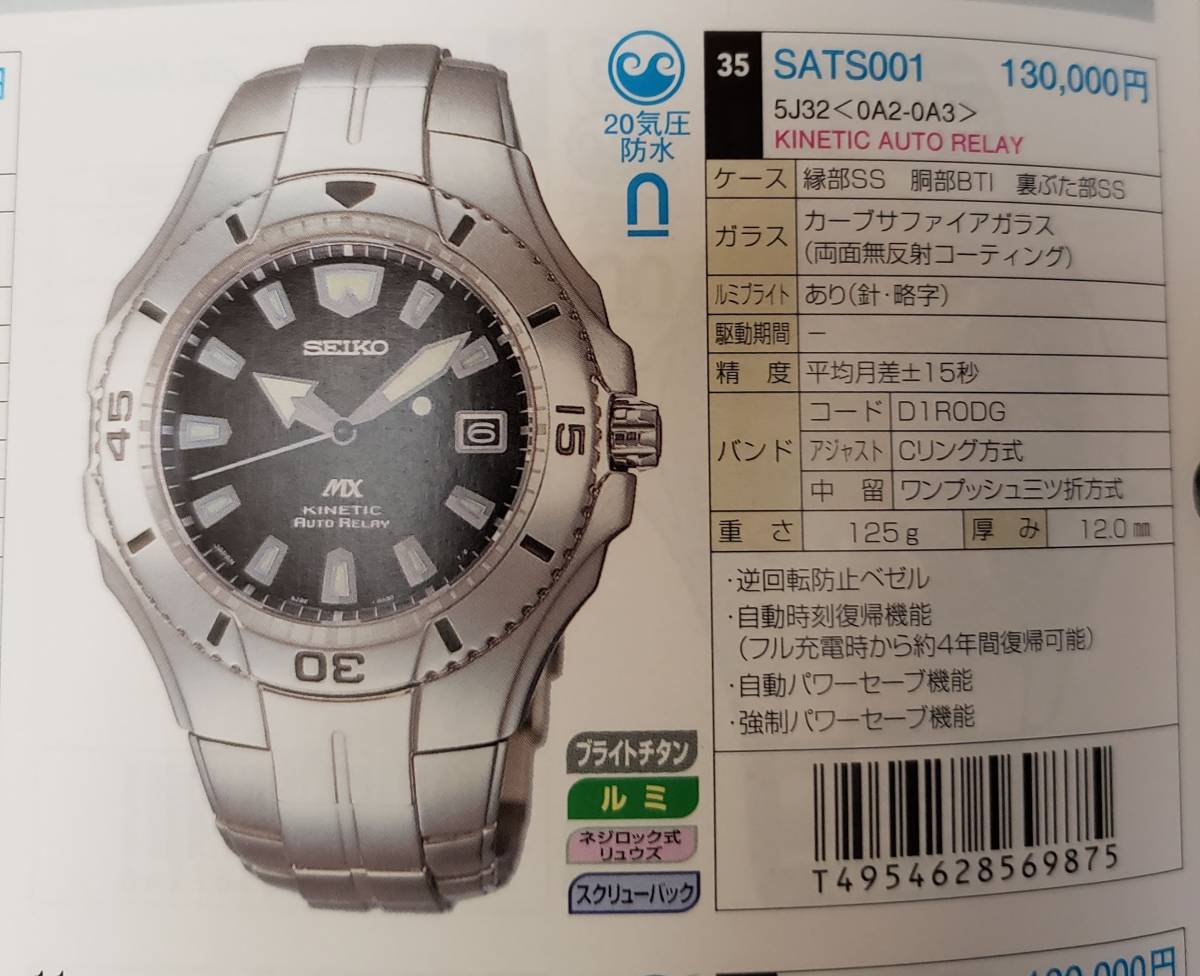 Yahoo!オークション - 極美品 SEIKO MX キネティック オートリレー SAT