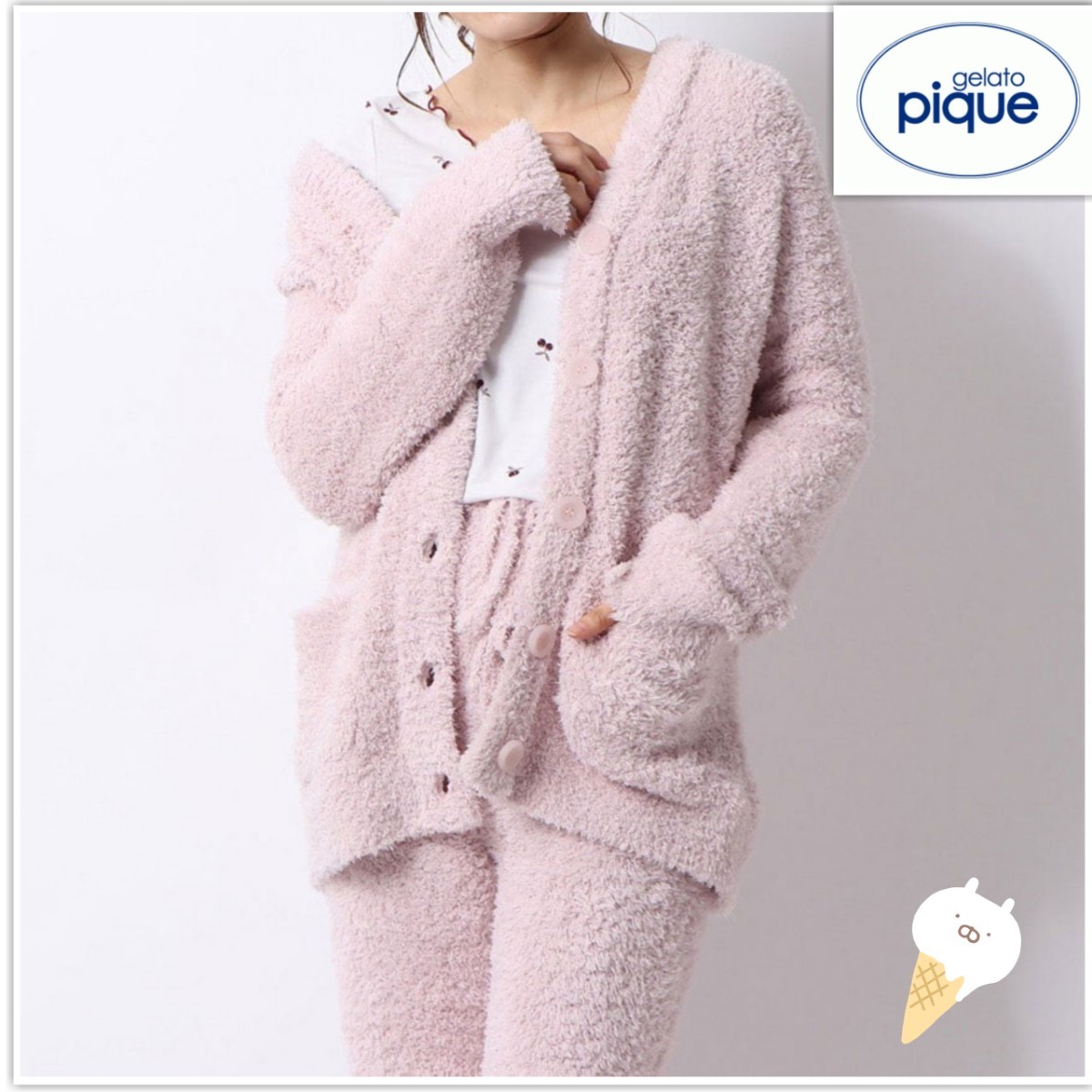 新品】gelato pique ジェラートピケ ピンク もこもこ カーディガン