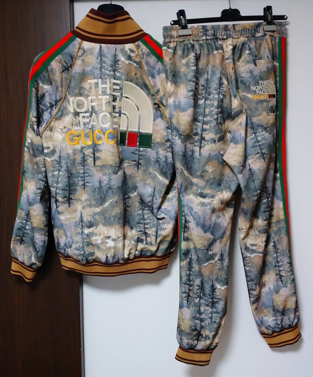 新品 グッチ×ノースフェイス セットアップパンツ フォレストプリント S