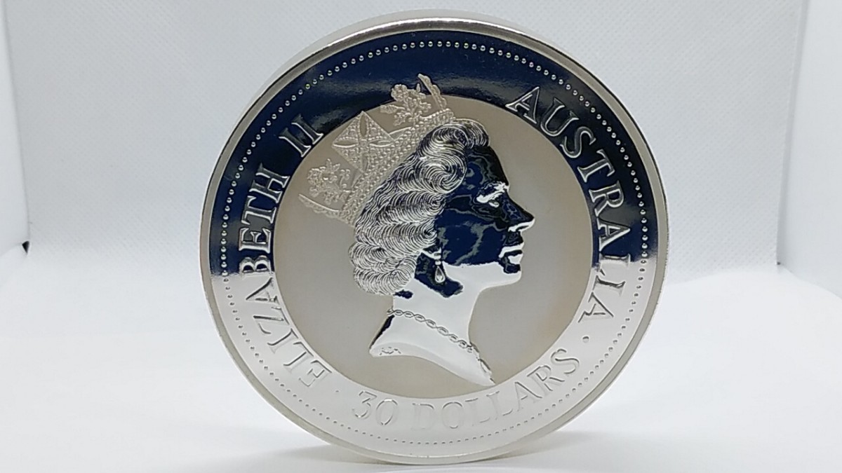 純銀】オーストラリア 1993年 カワセミ＆エリザベス二世 銀貨1kg