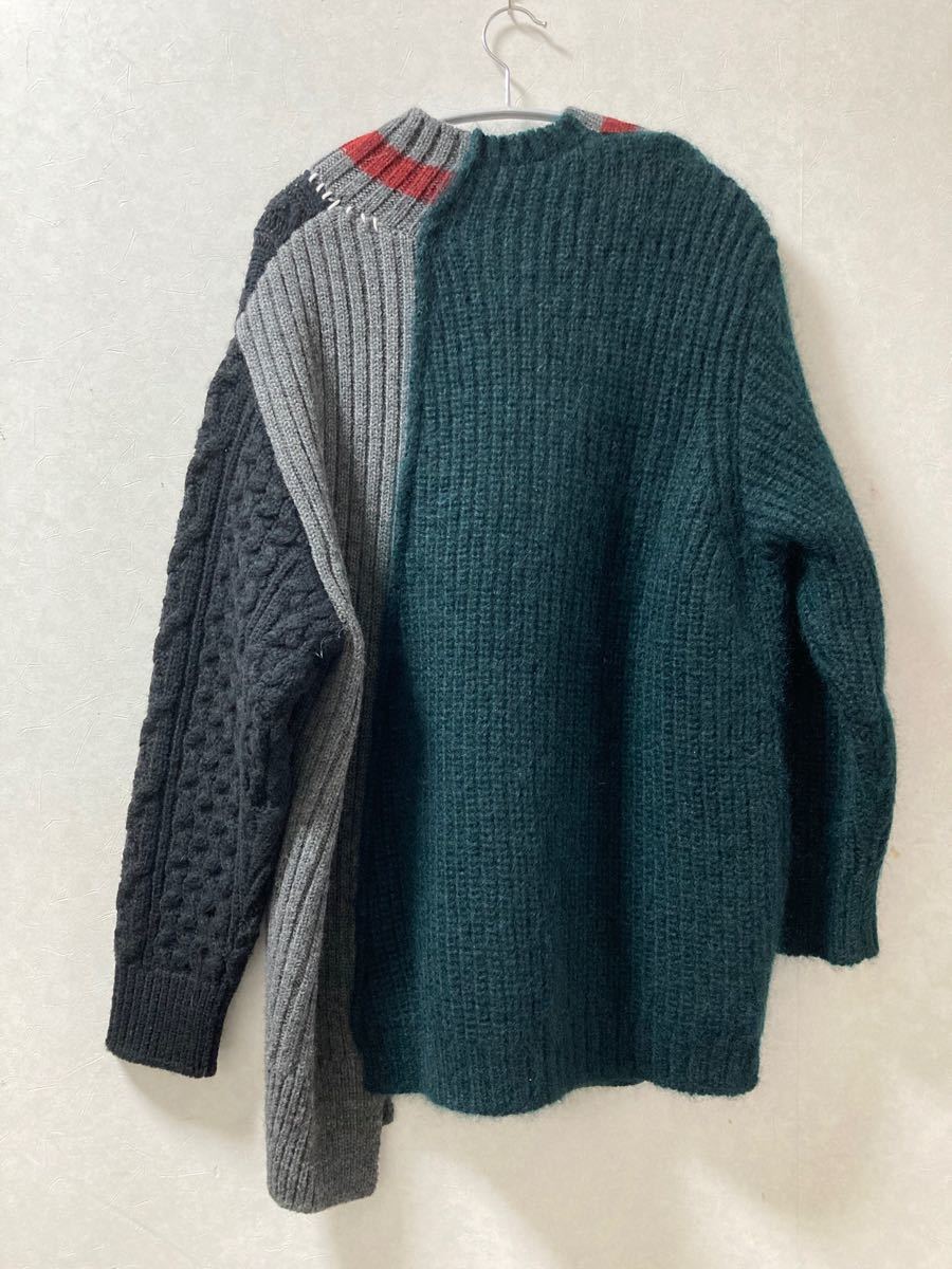 kolor カラー 20AW クレイジーパターンニット 3 グリーン ブラック