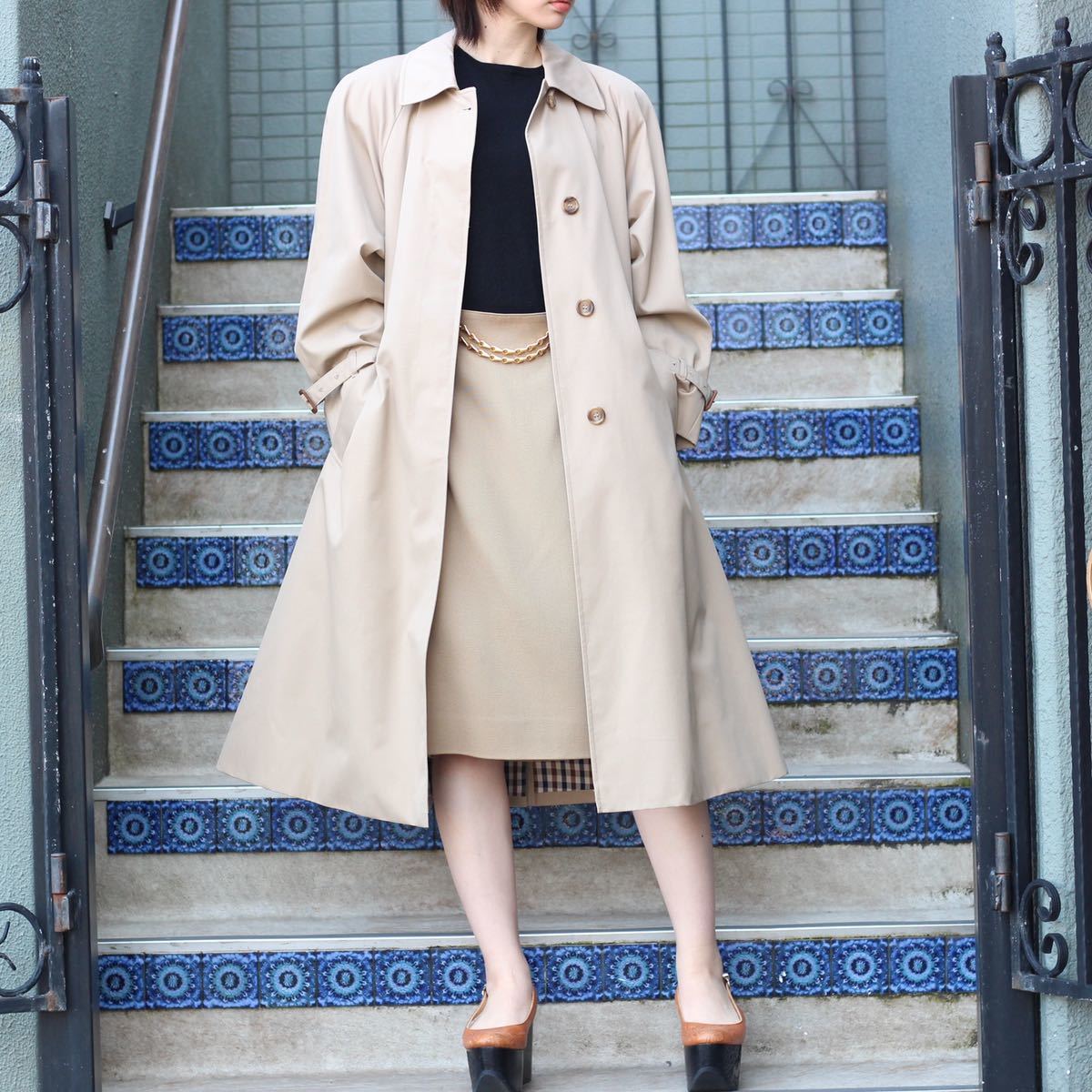 Aquascutum アクアスキュータム トレンチコート 44 カーキ 牛皮 【公式