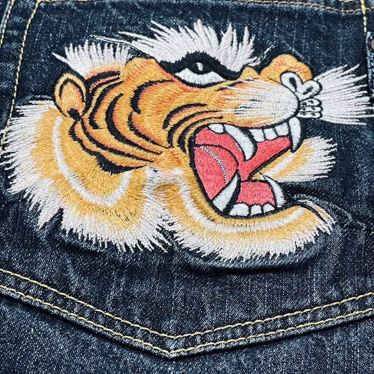 エヴィス エビス タイガー 虎 龍 刺繍 ジーンズ W32 L34 EVISU paris