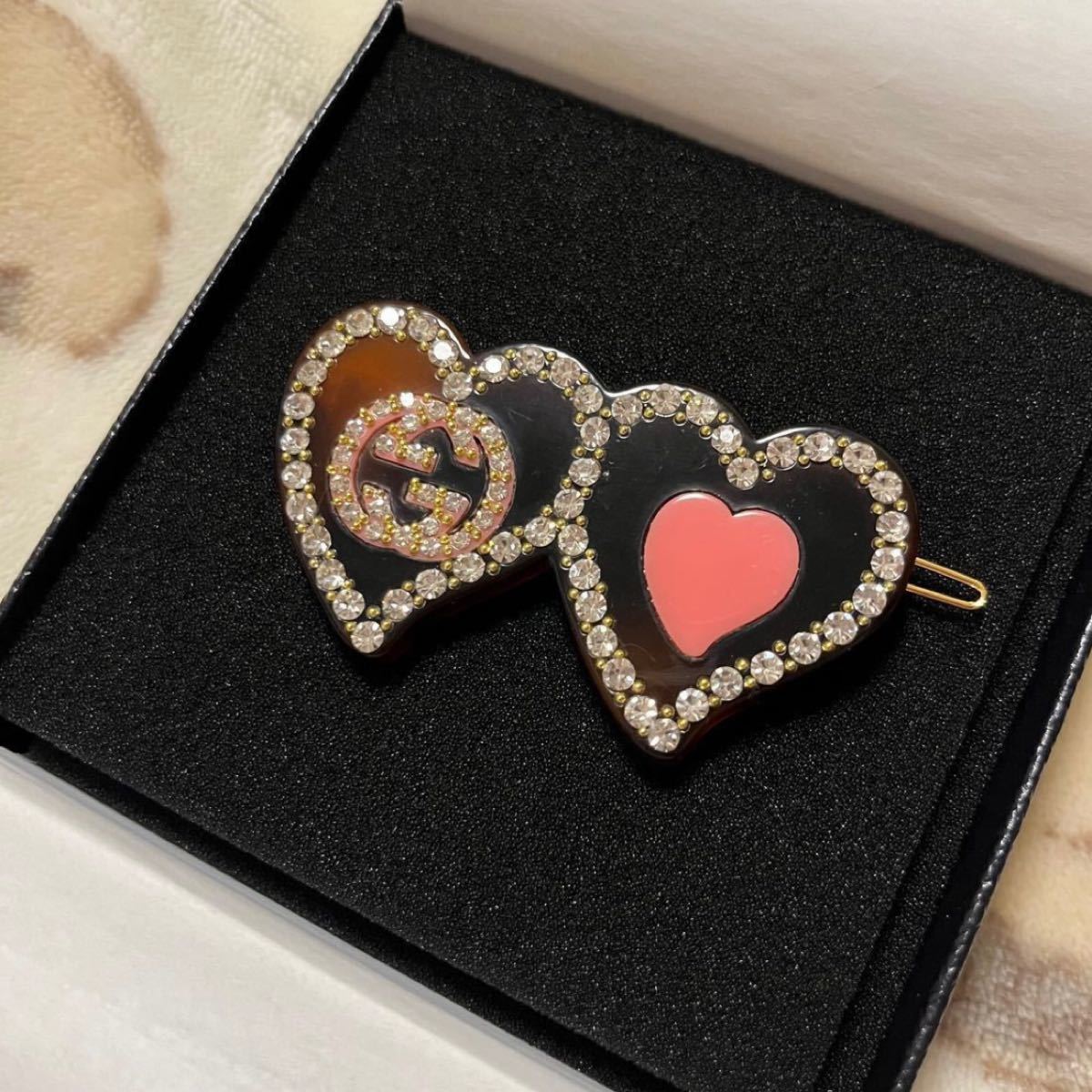 GUCCI グッチ インターロッキングG ＆ハート ヘアクリップ バレッタ