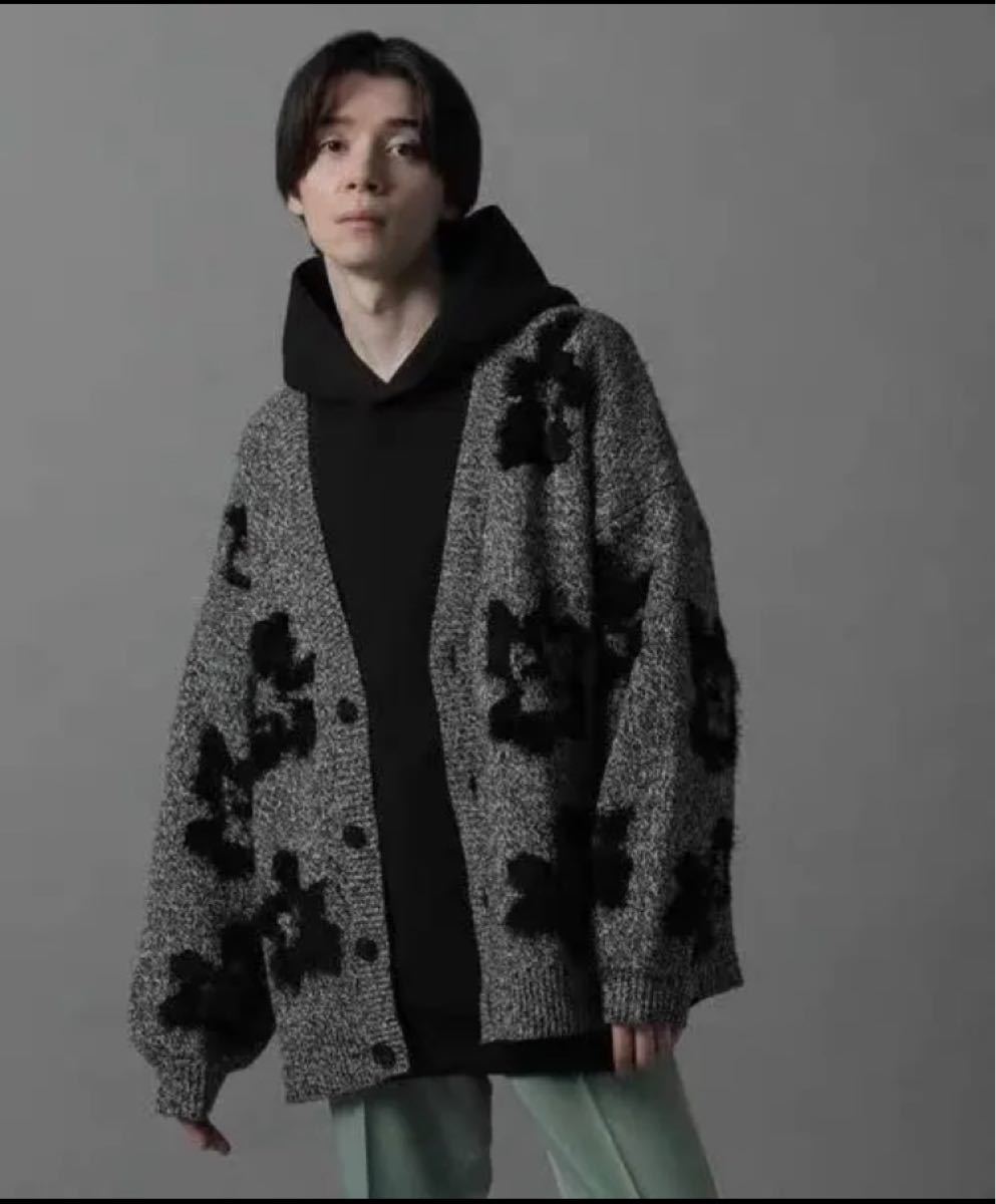 山田涼介着用 HARE ハレ フラワーモチーフシャギー カーディガン