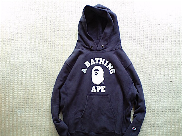 即決 USA製 赤タグ 大きめLサイズ A BATHING APE コラボ Champion