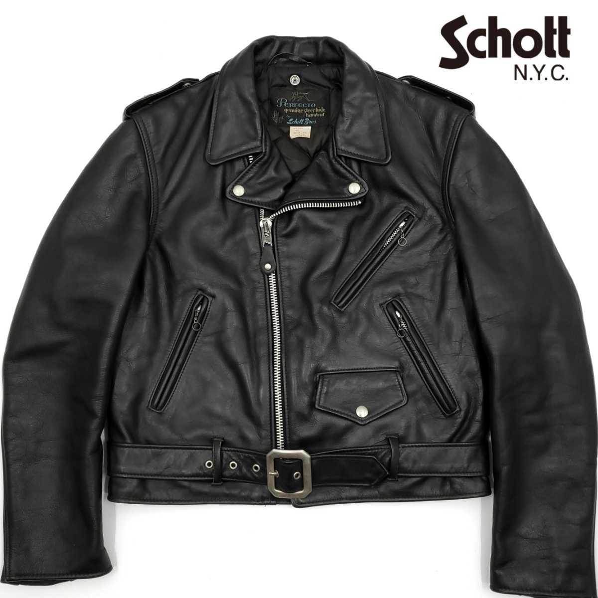 USA製サボテンタグ Schott 40レザーライダースジャケット黒タグ613XX