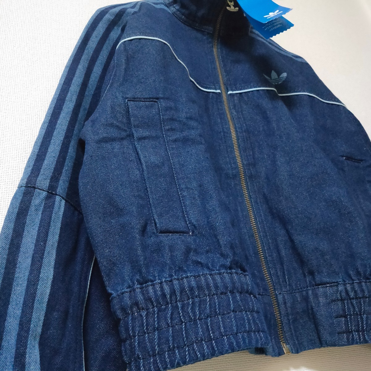 adidas デニム 紺 トラックトップ ジャケット ジャージ レディース S