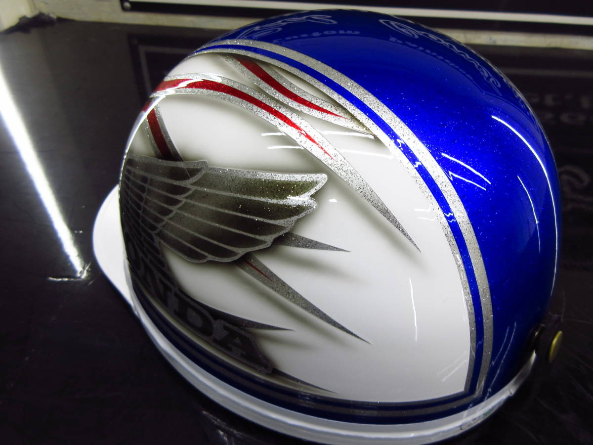 三つボタン 送料込み カスタムコルク半 ホンダ ファイヤー 青赤白ラメ
