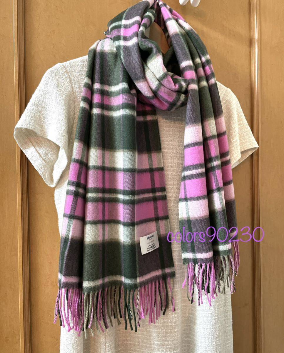 廃盤希少 阪急百貨店別注 美品 ジョンストンズ カシミヤ ストール 大判
