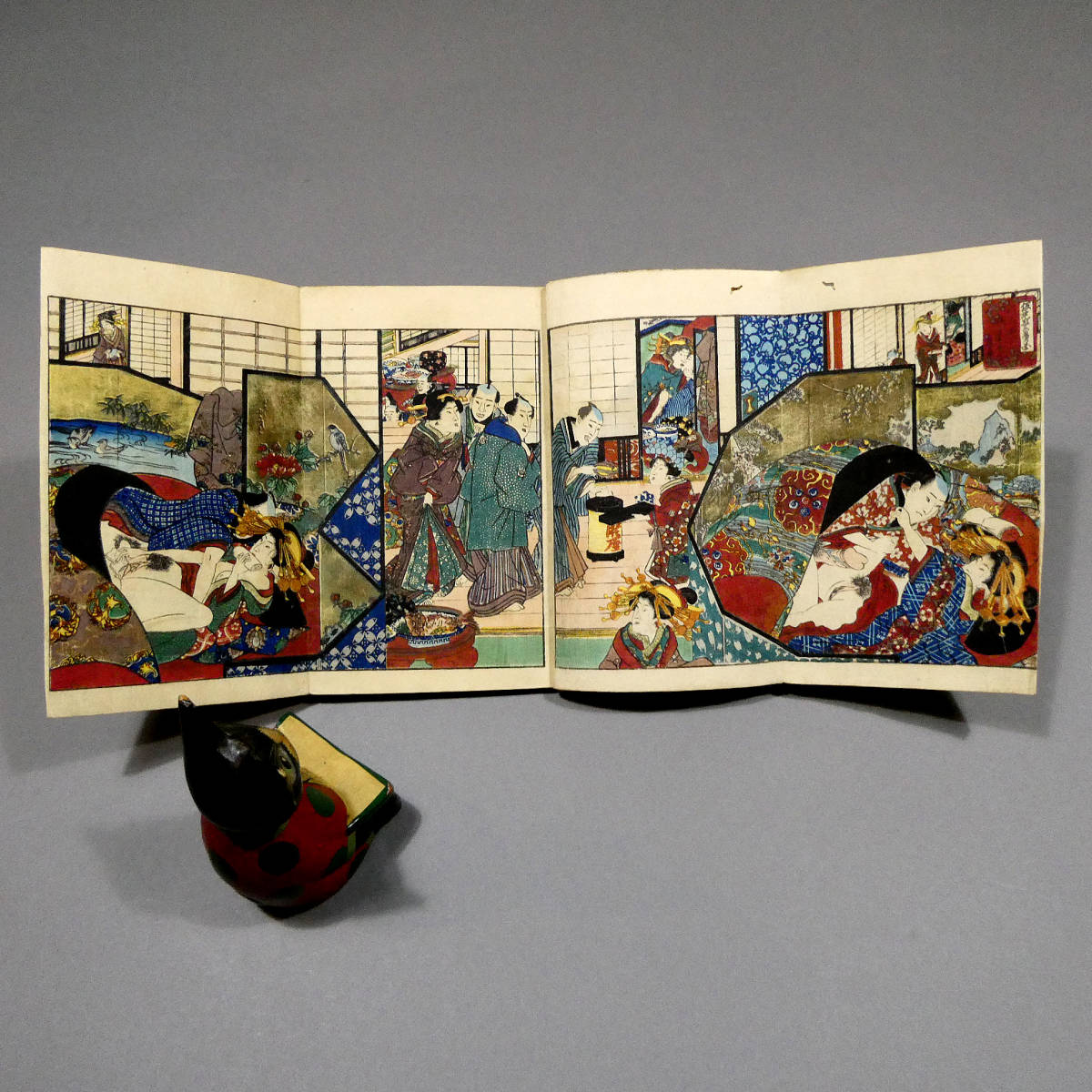 仕掛け入り＆見開き4面木版色摺り春画入り◇淫水亭開好◇江戸時代