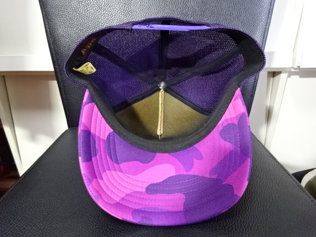 A BATHING APE パープル迷彩キャップ BAPE A BATHING APE パープル迷彩