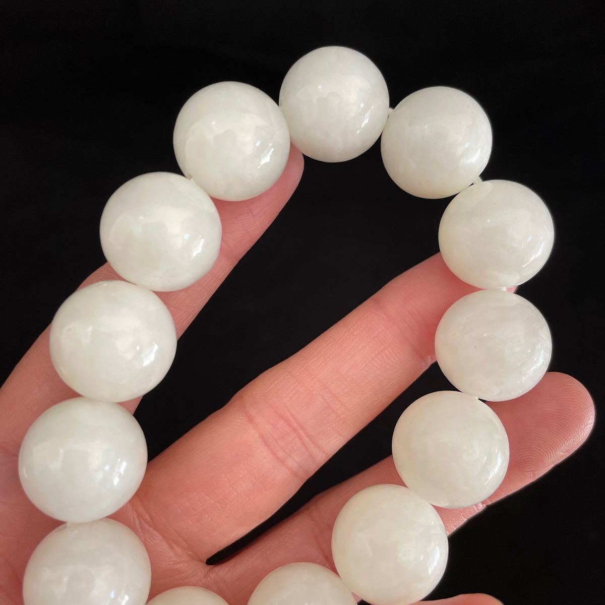 天然石 和田玉 羊脂玉脂白 大玉17mm 男女兼用 腕輪ブレスレット 鑑定書