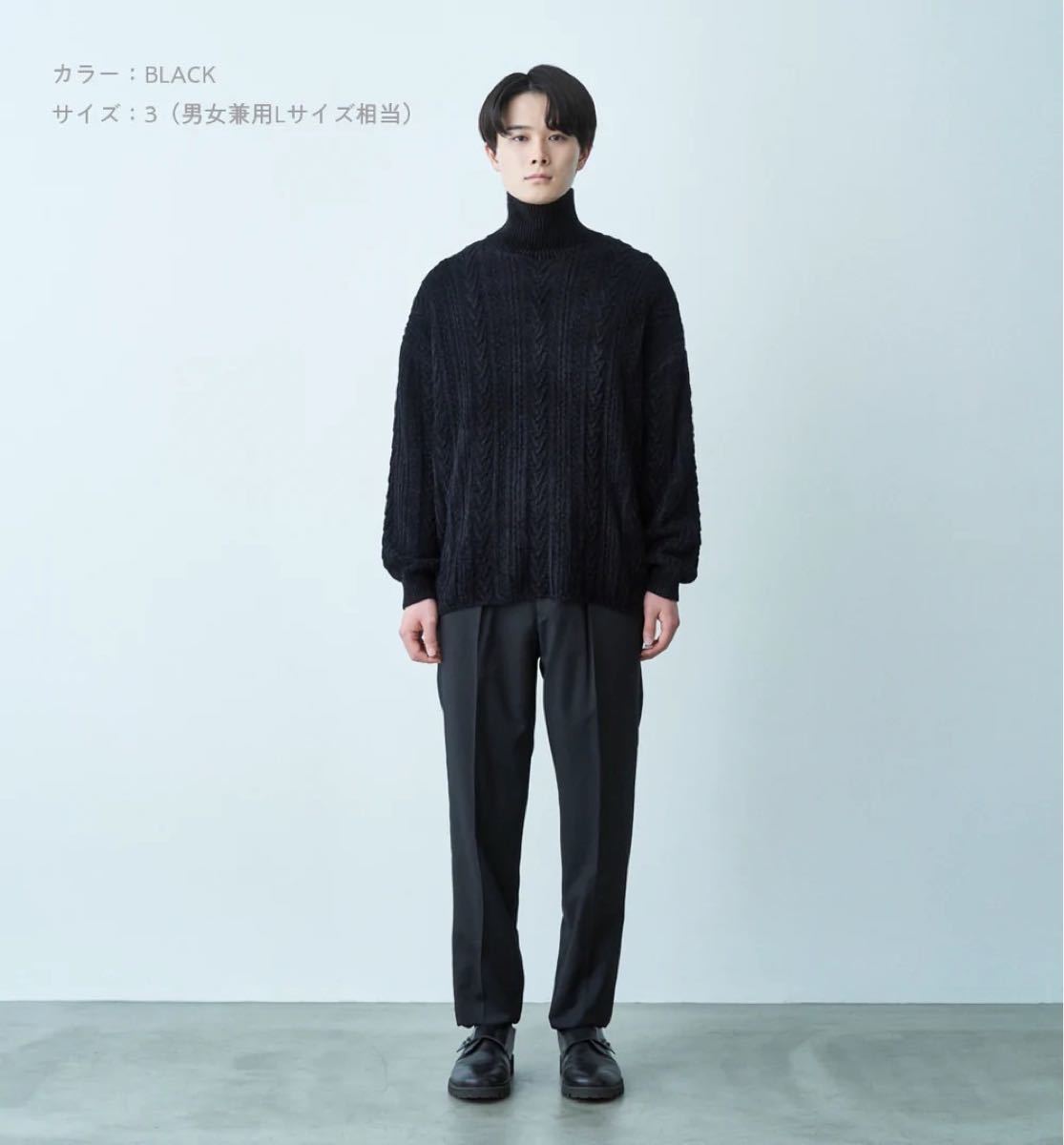 ABYTS 佐藤健 モールケーブルタートルネックニット サイズ3 ブラック