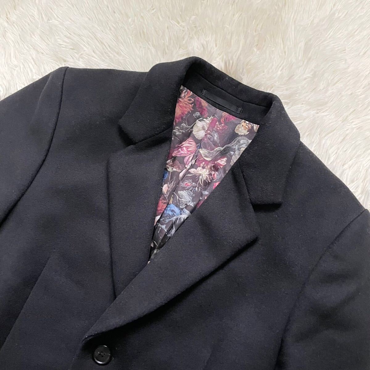極美品」ポールスミス コート ブラック Paul Smith 裏地花柄