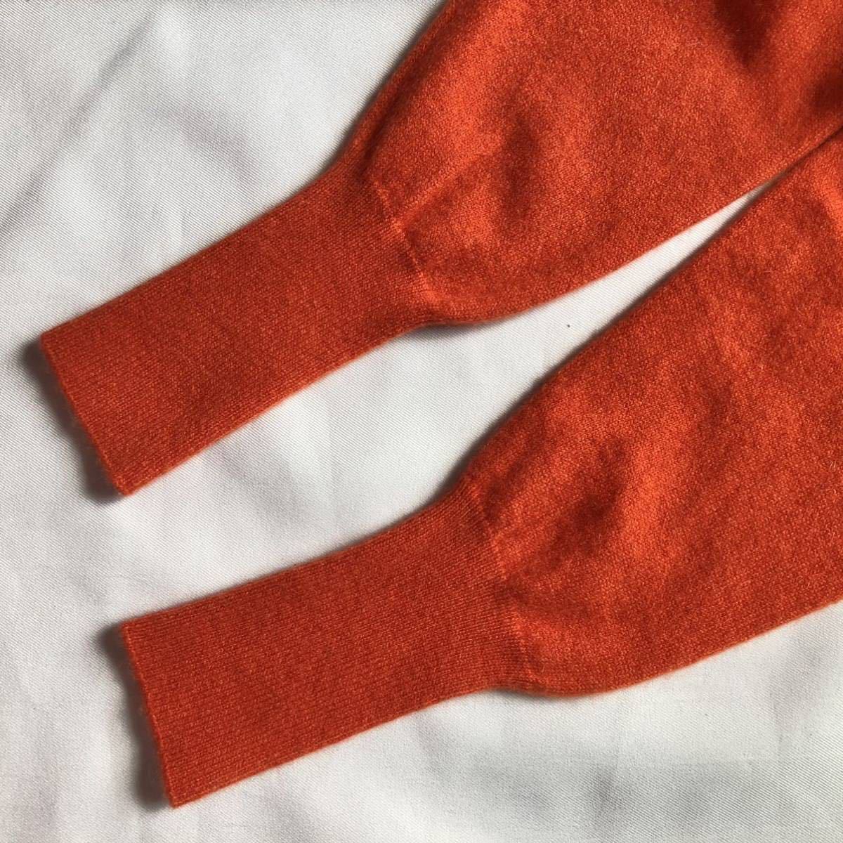 UNIQLO ユニクロ オレンジ 3Dカシミヤ100% タートルネック チュニック