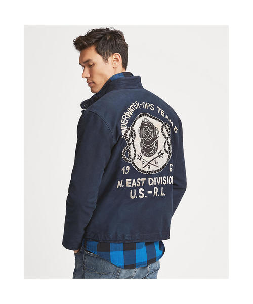 POLO RALPH LAUREN デッキ ジャケット 実寸 L XL ネイビー エンブ