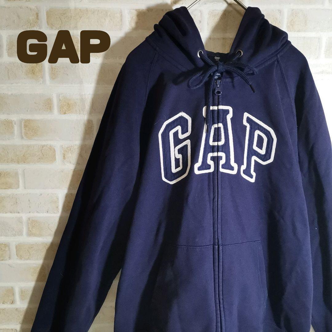 GAP ギャップ パーカー ジップアップ 紺 ネイビー ワンポイントロゴ