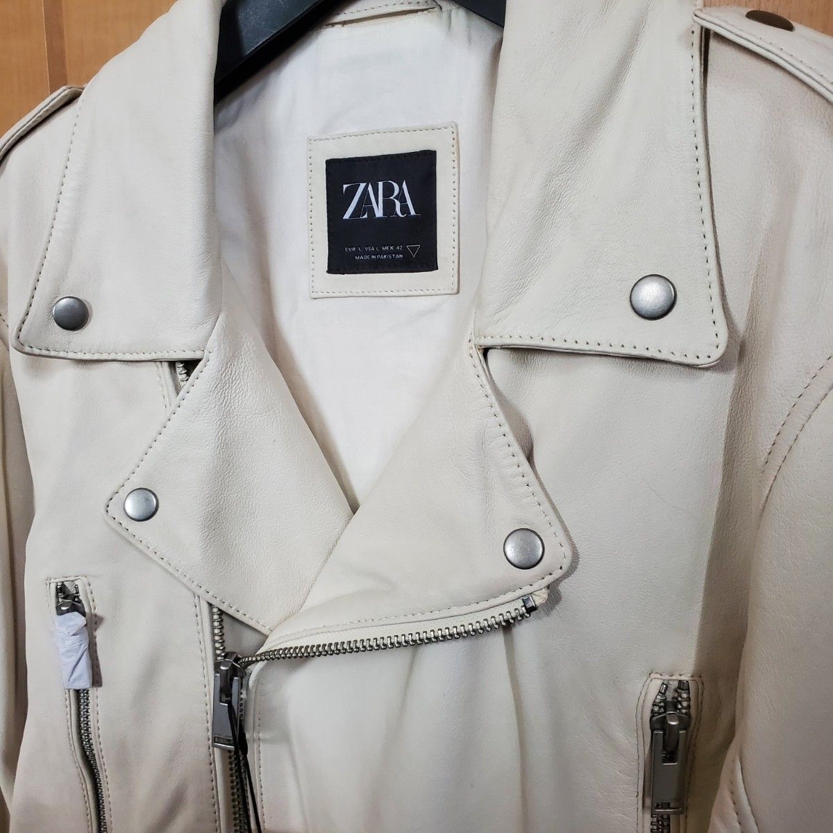 最終値下げ 超希少 新品 ZARA 本革 レザー ライダース ジャケット L 42