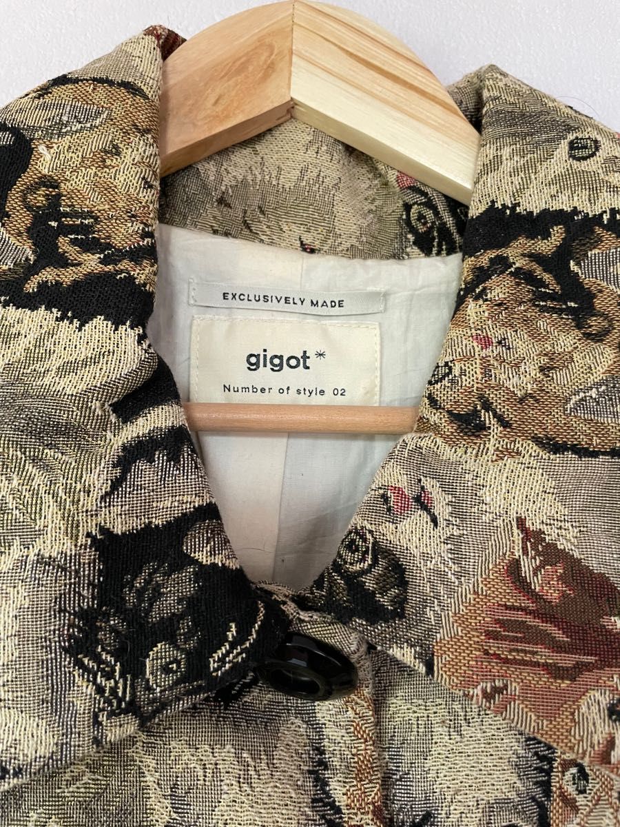 gigot ジゴ melange メラーンジュ 猫アウター ゴブラン織り ネコ柄 猫