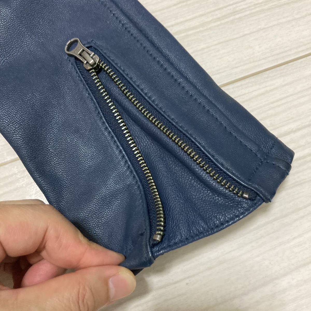 美品 トルネードマート BLUE TORNADO レザー ライダースジャケット M