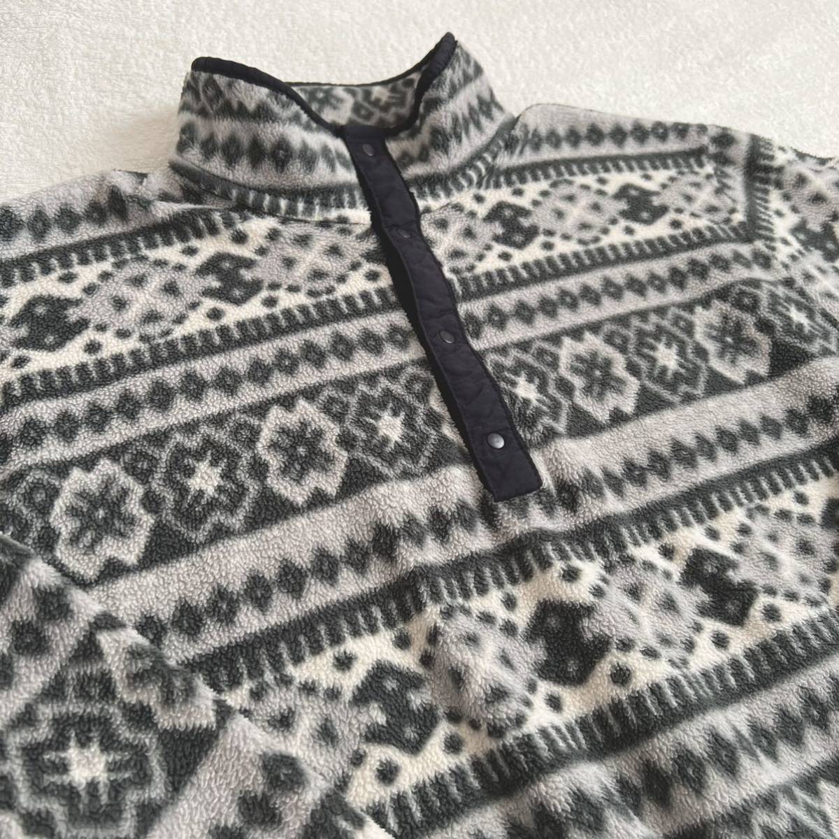 90's L L Bean エルエルビーン ノルディック柄 雪柄 スナップT ハーフ