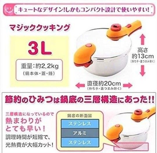 松居一代プロデュース 圧力鍋 マジッククッキング［3 0L］｜Yahoo