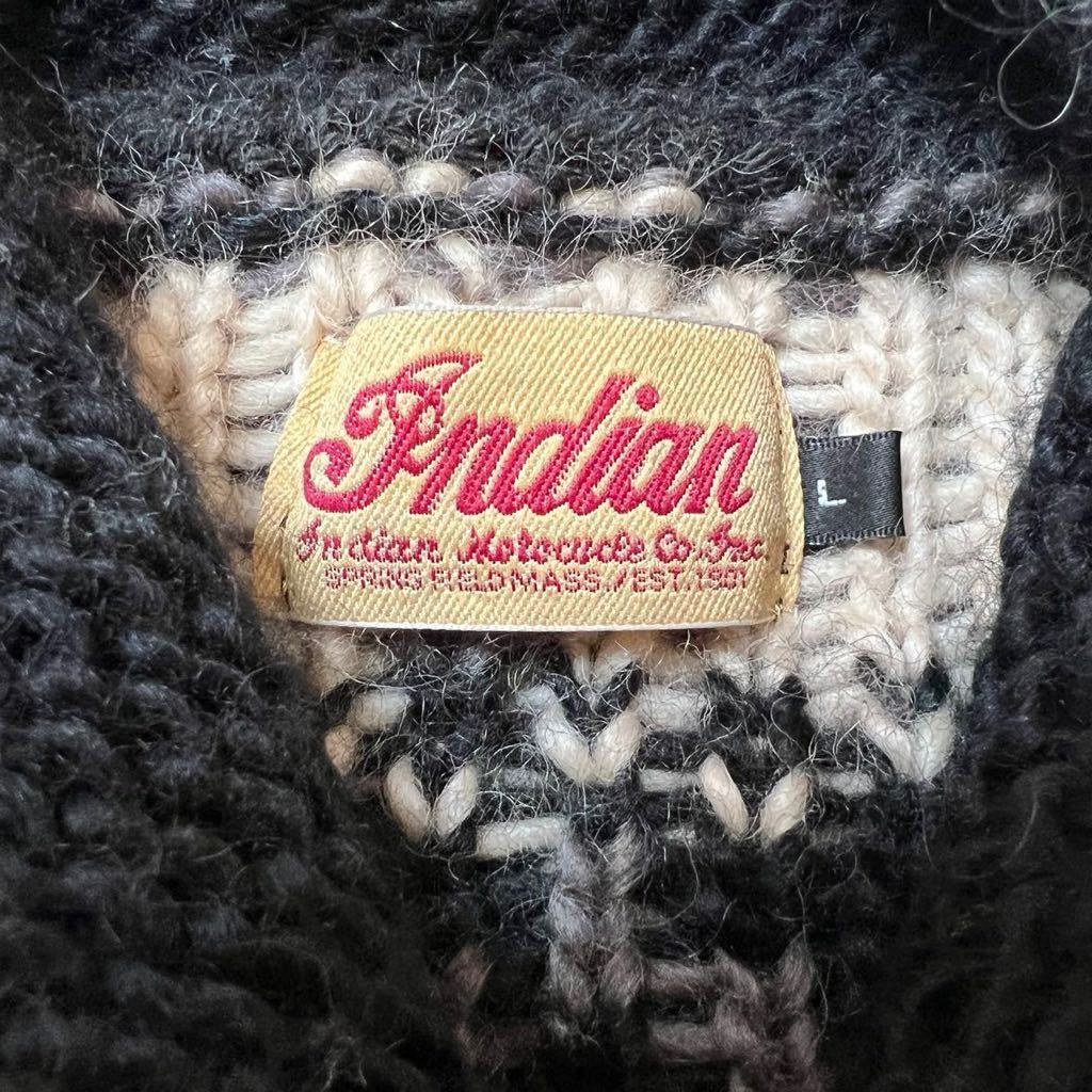 即決 Indian Lカウチンニット インディアンモーターサイクル