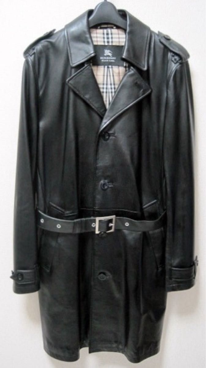 極美品 キムタク着BURBERRY BLACK LABEL 希少ラムレザー トレンチ