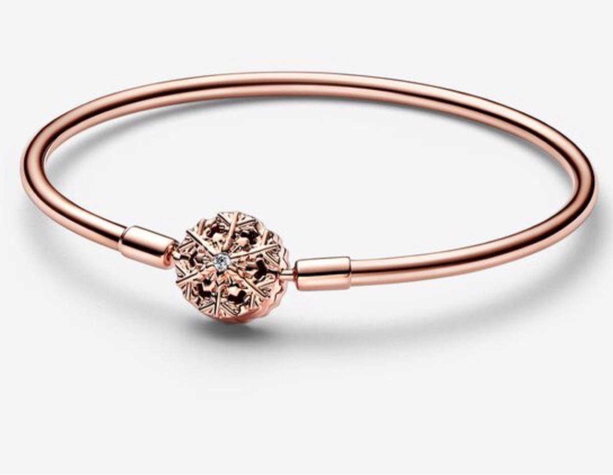 新品未使用 Pandora 14kローズゴールド バングル ブレスレット 雪の