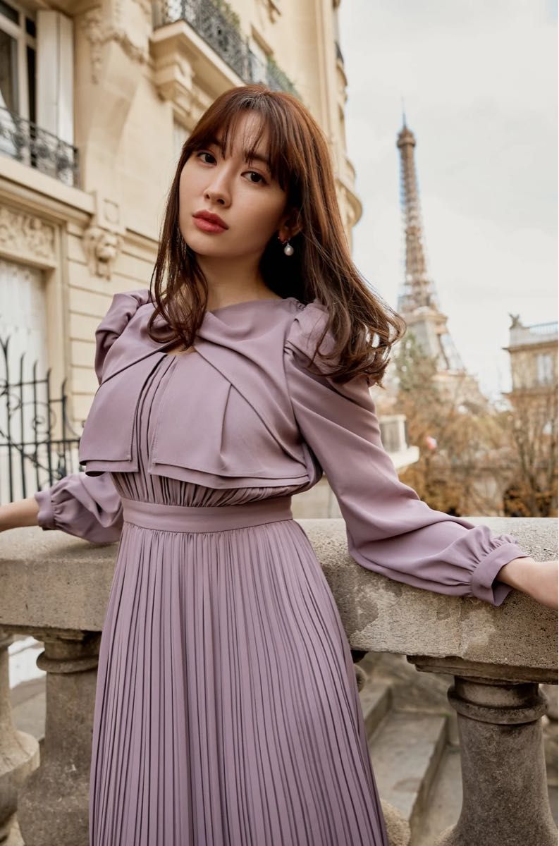 Her lip to HIT La Rochelle Pleated Dress mauve pink ssizeピンク